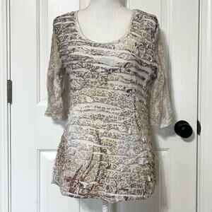 Mixed Print Patchwork Artsy Fashion Textured Top Boho Chic Romantic Blouse